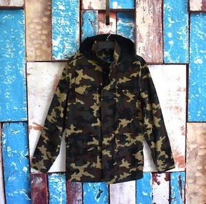 Herren George Army Cargo Feldjacke Militär Hoodie durchgehender Reißverschluss KLEINE Tarnung - Bild 1 von 13