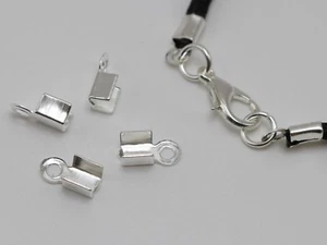 500 versilberte Halskette Schnur Kordel Crimp End Kappen mit Schlaufe 4X8 mm - Bild 1 von 7