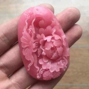 Sammeln Jadeschnitzereien, Hibiskuspulver, Schmetterlingsblume Anhänger für Damen - Bild 1 von 6