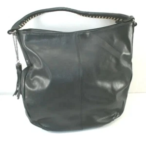 DAVID JONES Paris Black Leather Large Shoulder Bag - Picture 1 of 9