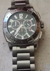 CERRUTI MEN'S COMANDANTE SWISS STAINLESS CHRONOGRAPH WATCH CT64641 AWESOME! - Picture 1 of 18