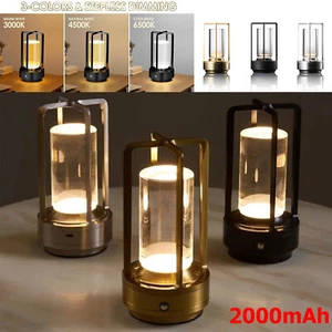 Crystal Lantern Table Lamp Rechargeable Dimming Touch Decor Desk Lamp Cordless - Picture 1 of 15