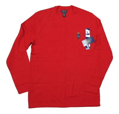 Polo Ralph Lauren Hombre Rojo Denim Oso Waffle Tejido Térmico Cuello Redondo Camiseta Foto 1 de 4