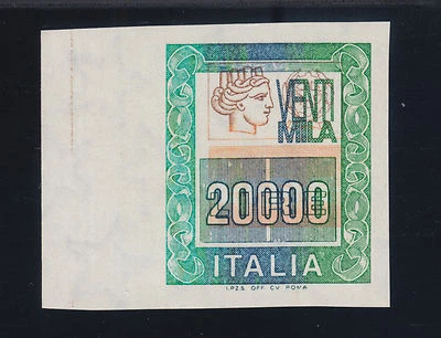 Italy Sc 1297, Sassone 1462Bb, MNH. 1987 20,000L "Italia", imperf ERROR, Cert. - Image 1 of 3