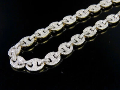 Collar de cadena de diamantes reales Puff Mariner GG 11 1/2 CT oro amarillo de 24" 10K Foto 1 de 4