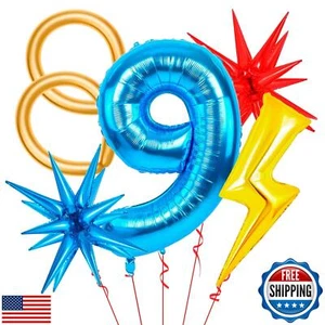Cartoon Hedgehog Birthday Decorations, 9th Birthday Decorations for Boys, Red - Picture 1 of 5