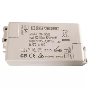 TONGLIDA ZF120A-1202500 100/240VAC 12VDC 30W Lighting AC/DC Adapter LED Driver - Picture 1 of 6