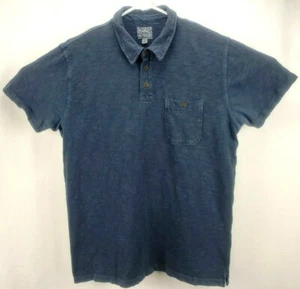 Lucky Brand Jeans Mens Polo Shirt Size L Short Sleeve 3 Button Blue Chest Pocket - Picture 1 of 6