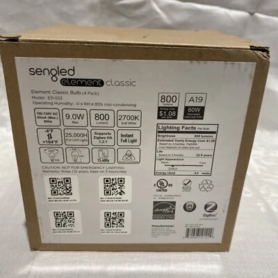 Sengled Element Plus A19 Programmable LED Smart Bulb - 4 pack - Image 1 of 4
