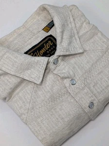 Polo Hower Bros Ranchero panna jacquard perla colletto a scatto uomo grande - Foto 1 di 12