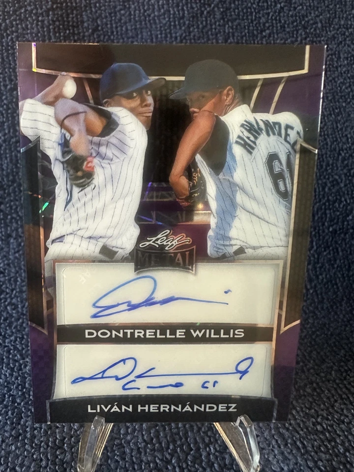 2025 Листовой Металлический Dontrelle Willis Livan Hernandez #DA-9 Авто Фиолетовый Лазер 1/2 - Изображение 1 из 2