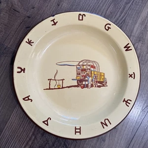 Plato de cena vintage MONTERREY WESTERN WARE esmaltado vaquero Chuckwagon 10,25" - Imagen 1 de 4