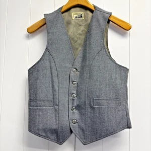 Vintage Angels Flight Lined Vest Men 38 Gray 70s Boho Western Cowboy Rodeo USA - Picture 1 of 8