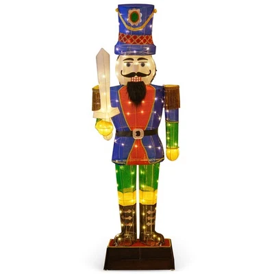 6 ft Pre-Lit Nutcracker w/ Sword 110 LED Lights Zip Ties & Ground Stakes - Image 1 of 4