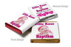 Baptism Chocolates - Personalised Favours - Neapolitan Chocolates - Pink - V2 - Picture 1 of 5