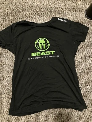 Camisa Spartan Race Beast para mujer pequeña negra acabado artesanal 21K camiseta obstáculo Foto 1 de 3
