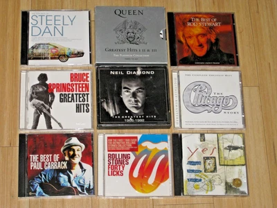 Rock Greatest Hits 9 CD Albums Queen Rolling Stones Springsteen Steely Dan Yes - Image 1 of 3