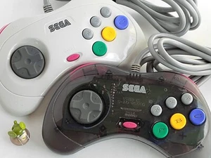 Lot 2 Set Official Sega Saturn White & Cool Pad clear Controller HSS-0101 Japan - Picture 1 of 12