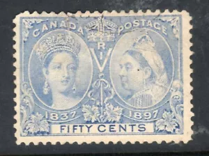 19th century Canada Sc# 60 ultra 50c unused fine light black cancel small thin - Picture 1 of 2