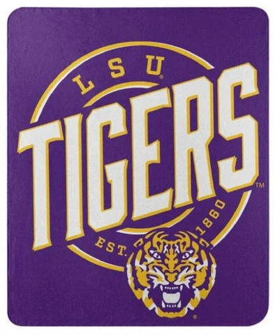 LSU Tigers  50x60 Campaign Design Fleece Throw Blanket [NEW] NCAA Plush Cover