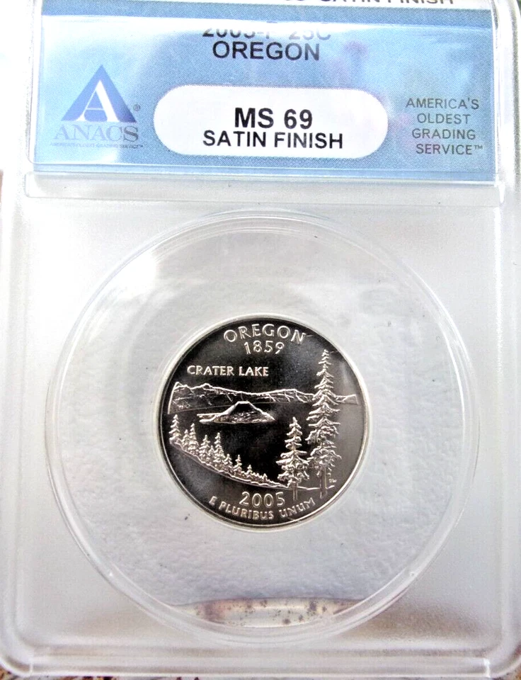 2005-S Oregon Clad Quarter ANACS MS 69 Satin Finish - Image 1 of 3