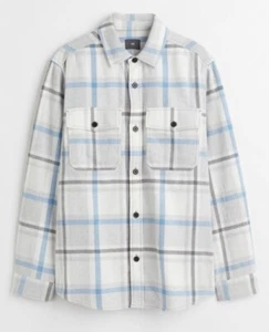 Hellblau/grau/weiß/schwarzes Twillhemd, Herren XS, nagelneu, H&M - Bild 1 von 2