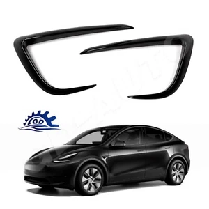 For 2020-2024 Tesla Model Y Fog Light Trim Spoiler Eyebrow Frame (Glossy Black) - Picture 1 of 7