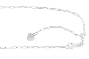 Cadena clip ajustable oro blanco 14K 1,5 mm bloqueo langosta con dije corazón NUEVO - Imagen 1 de 3