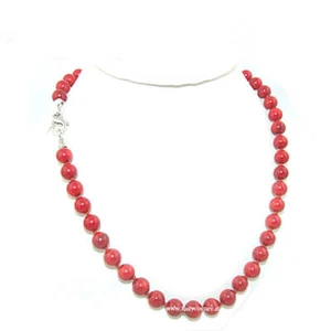 Collana girocollo in corallo bamboo e chiusura in argento 925 - 8 mm - Picture 1 of 1