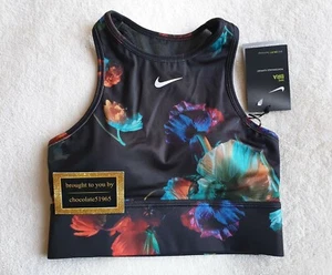 NEW NIKE EVERYTHING DRI-FIT FLORAL PRINT LONGLINE MEDIUM SUPPORT SPORTS BRA -SM - Picture 1 of 7