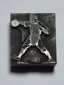 Vintage Letterpress Printing Block Baseball Catcher - Picture 1 of 6