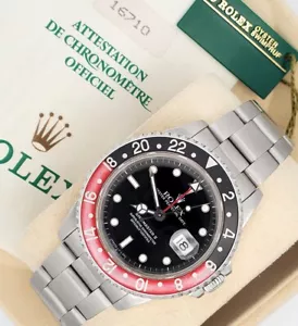 Rolex GMT-Master II 40mm Coke Bezel Stahl Uhr 16710 Box Papiere - Bild 1 von 7