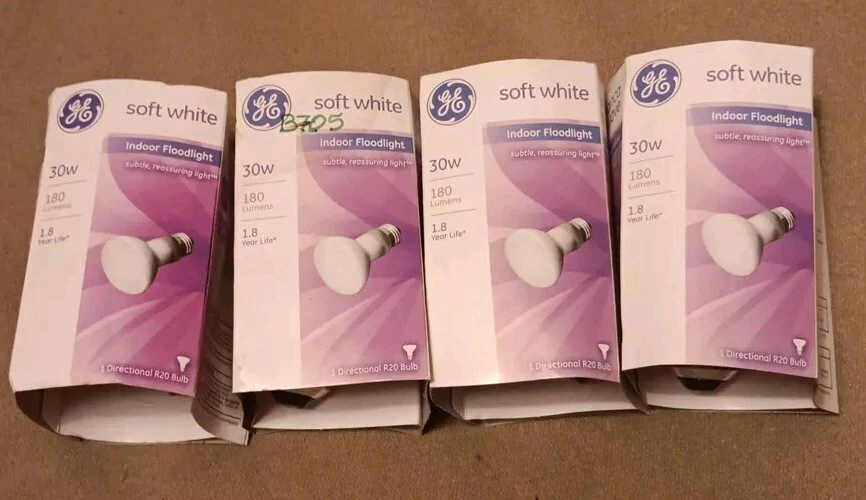 4 GE  30W R20 Indoor Flood Bulbs - Image 1 of 4