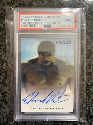 2008 RITTENHOUSE THE INCREDIBLE HULK Archives EDWARD NORTON AUTO PSA 9 - Image 1 of 2