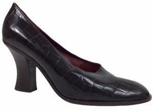 Donna Karan Leather Croc Alligator Embossed Pump Round Toe Brown Sz 10 - Picture 1 of 10