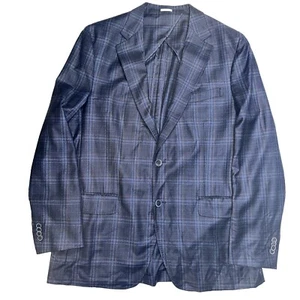 Peter Millar blau karierter Wollblazer Sportmantel Dual Belüftung Made Canada Herren 44T - Bild 1 von 7