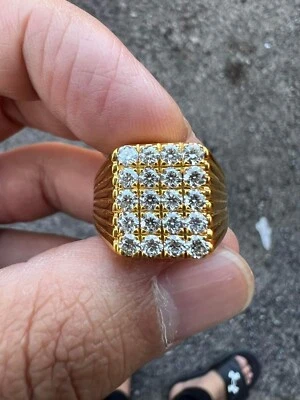 Anillo de oro amarillo de 18 k con diamantes reales de 1,35 quilates certificado para hombre regalo de aniversario E7 Foto 1 de 4