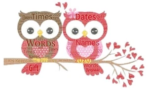 palabra arte imagen personalizada regalo regalo recuerdo búho corazón amor - Imagen 1 de 1