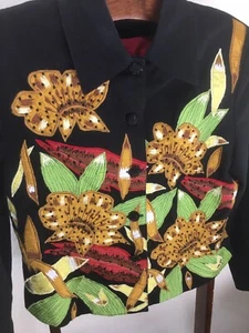 Anage Designer Jacke Blazer mit Perlenstickerei Blumenapplikation Gr. M Art to Wear - Bild 1 von 7