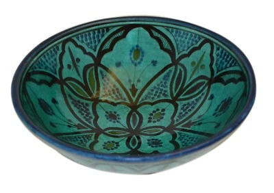 Moroccan Ceramic Serving Bowl Handmade Salad Pasta Soup Fruit Rice Salsa Dish - Image 1 of 3