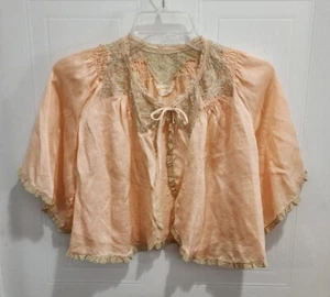 Vintage (30er?) Carson Pirie Scott & Co. Chicago Satin Nachtwäsche geschnittene Jacke - Bild 1 von 11