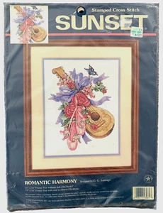 BALLET SLIPPERS, MANDOLIN BOUQUET Romantic Harmony Cross Stitch Sealed Kit 11x14 - Picture 1 of 5