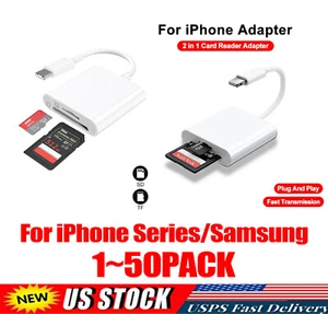 TF/SD Card Adapter Camera Reader for iPad iPhone6 7 8 Plus 13 14 15 Pro X Xs LOT - Picture 1 of 27