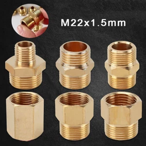 M22 Brass Adapters Reducing Hex Nipples Socket Pipe Coupler Connector Fittings - Picture 1 of 15