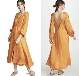 Free People Dress Women’s Size 0 XS Later Days Midi Tangerine Orange REVOLVE - Picture 1 of 13