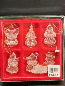 Vintage Set of 6 Vickerman Acrylic Christmas Ornaments Angels Santa Snowman Tree - Picture 1 of 8