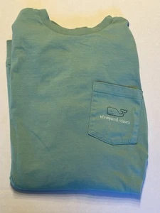Vineyard Vines Boys Vintage Whale Long Sleeve Pocket Tee Green Navy Sz Large 16 - Picture 1 of 7