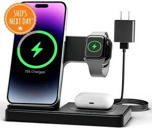 Wireless Charger iPhone Charging Station: 3 in 1 Charger Stand Multiple Devices - Picture 1 of 3