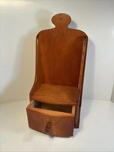 VTG Wooden Wall Hanging Shelf w/Salt Box Storage Cottage Farmhouse Primitive 16โ - Picture 1 of 9