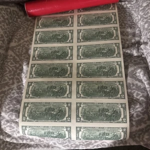 Uncut Sheet of 16 TWO DOLLAR BILLS K Series 2013 $2 Federal Reserve Bicentennial - Picture 1 of 5